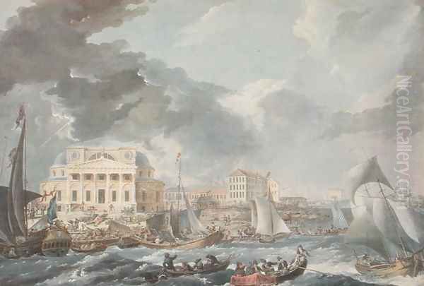 Stock Exchange in St. Petersburg, 1787 Oil Painting by Jean Balthazard de la Traverse