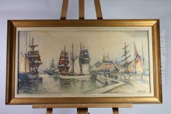 Bateaux A Quai Oil Painting by Frank Will