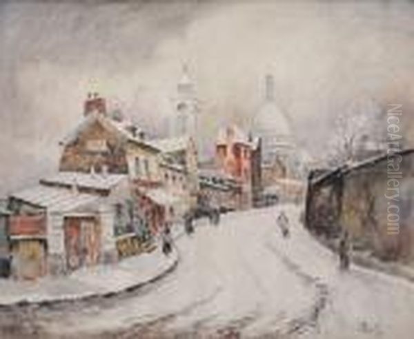 Montmartre Sous La Neige Oil Painting by Frank Will