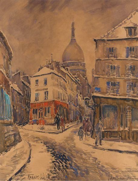 Paris - Rue Norvins Oil Painting by Frank Will