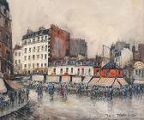 Rue Lepic,les Marchands De Quatre Saisons Oil Painting by Frank Will