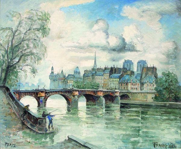 Paris, Le Pont-neuf Et L'ile De La Cite. Oil Painting by Frank Will