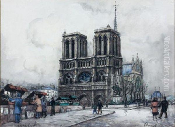 Notre Dame, Les Bouquinistes Oil Painting by Frank Will