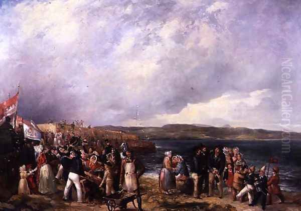 The Opening of Granton Harbour, Edinburgh, 28th June 1838 Oil Painting by William 'de Lond' Turner