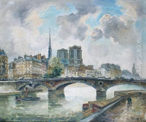 Paris, La Seine Et La Cite Oil Painting by Frank Will