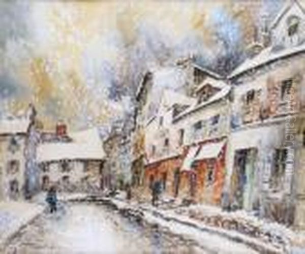 Paris, Montmartre Sous La Neige Oil Painting by Frank Will