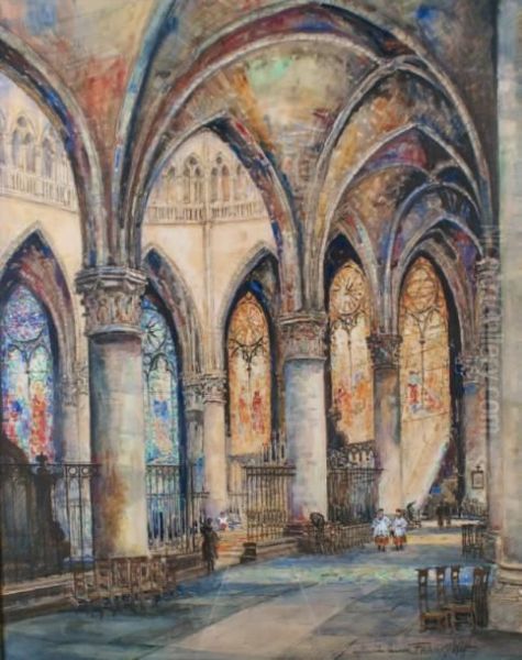 Choeur De L'eglise De Caudebecles- Elbeuf En Normandie Oil Painting by Frank Will