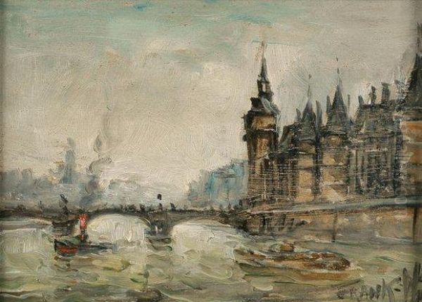 Vue De Paris, La Conciergerie Oil Painting by Frank Will