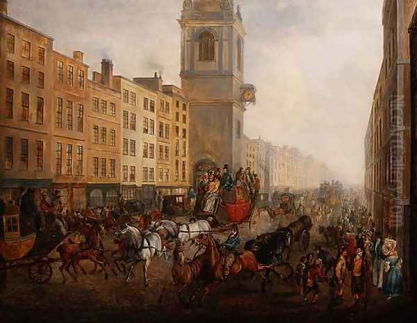 The London to Brighton Coach in Cheapside, 1831 Oil Painting by William 'de Lond' Turner