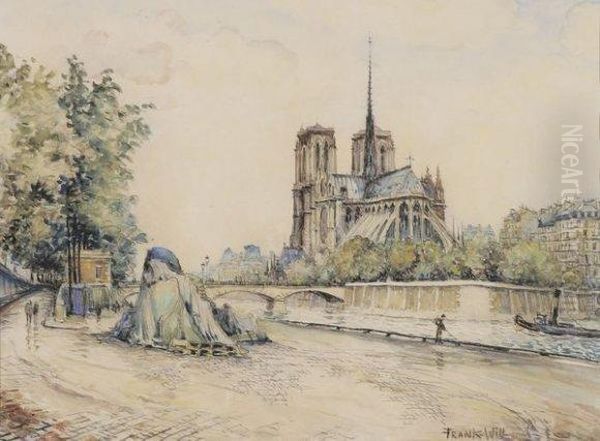 Les Quais Au Chevet De Notre Dame Oil Painting by Frank Will