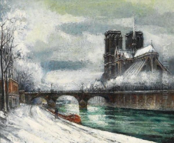 Notre-dame Sous La Neige Oil Painting by Frank Will