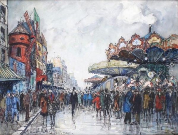 La Fete Foraine Et Le Moulin Rouge Oil Painting by Frank Will