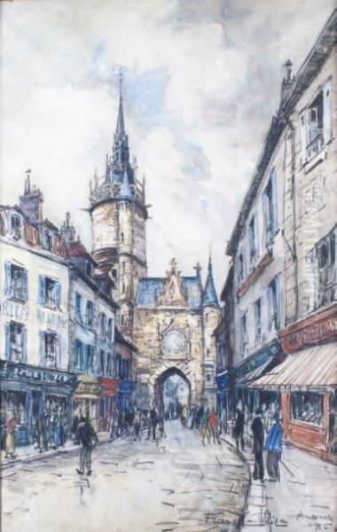 Auxerre, 
La Tour De L'horloge Oil Painting by Frank Will