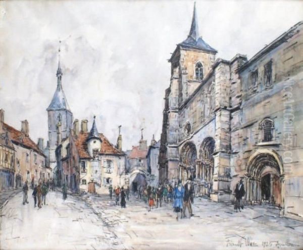 Avallon, 
La Place De L'eglise Oil Painting by Frank Will