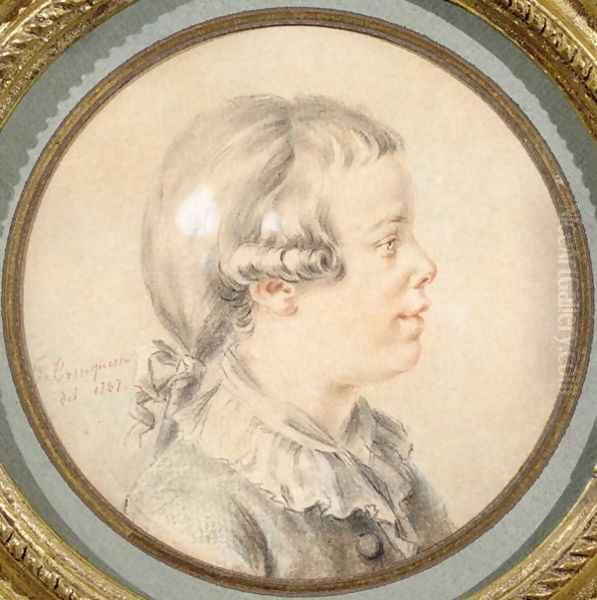 Portrait of a boy, said to be Mozarts son, 1787 Oil Painting by Joseph Trinquesse