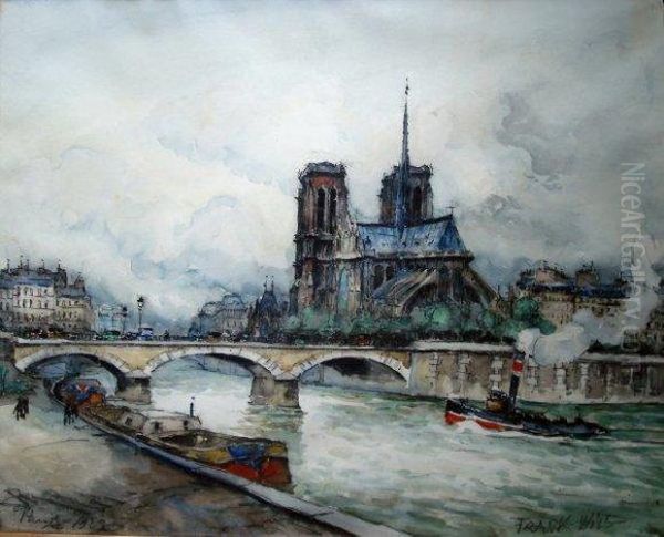 La Seine Et Le Chevet De Notre-dame Oil Painting by Frank Will