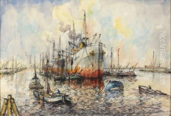 Entree De Port Oil Painting by Frank Will