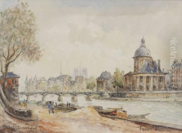 Paris, L'institut Et Les Quais Oil Painting by Frank Will