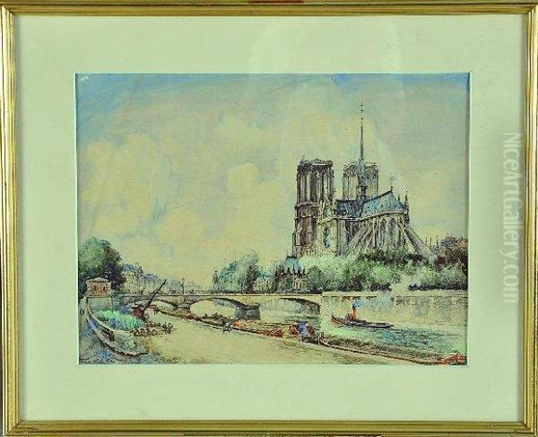 vue De Notre-dame-de-paris Oil Painting by Frank Will