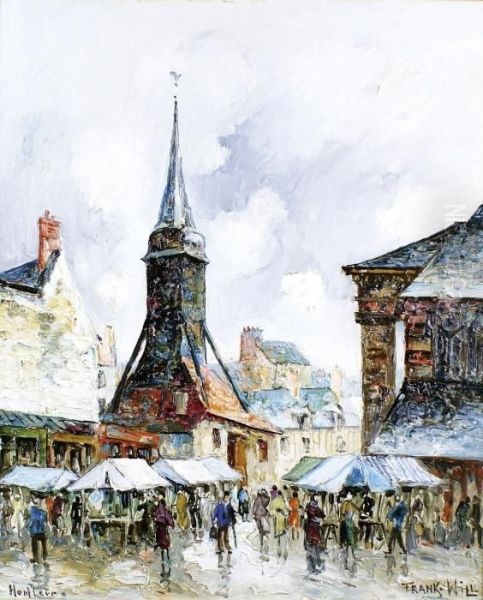 Honfleur, La Place Du Marche Oil Painting by Frank Will