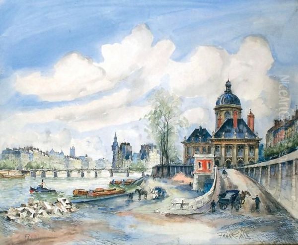 Paris, La Seine Et Linstitut Oil Painting by Frank Will