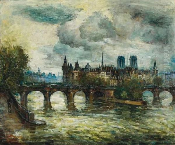 Le Pont Neuf A Paris Oil Painting by Frank Will