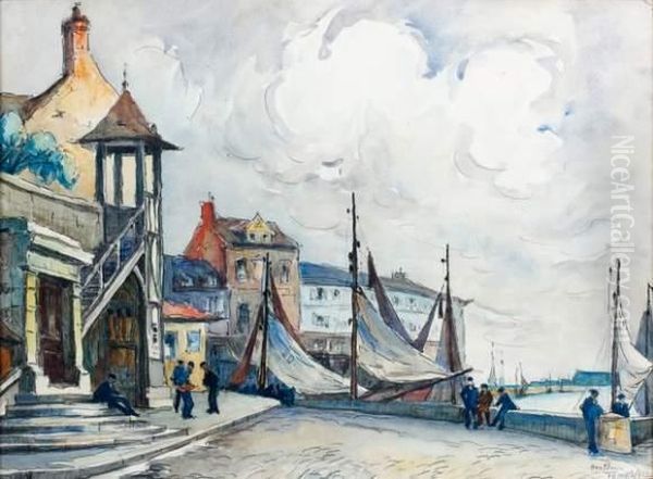 Le Port D Honfleur Oil Painting by Frank Will