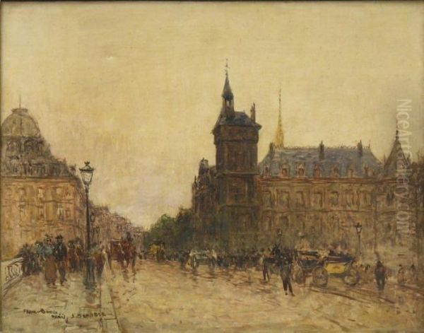 Vue De La Conciergerie Et Du Tribunal De Commerce Oil Painting by Frank Will