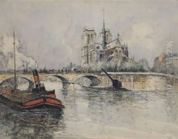 Paris, La Seine Et Notre Dame Oil Painting by Frank Will