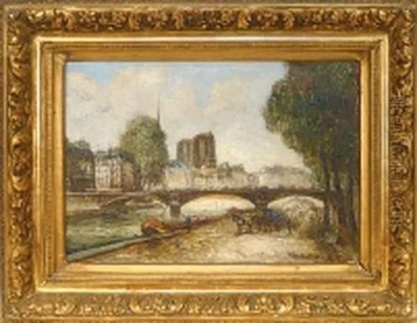  La Seine Et Notre-dame  Oil Painting by Frank Will