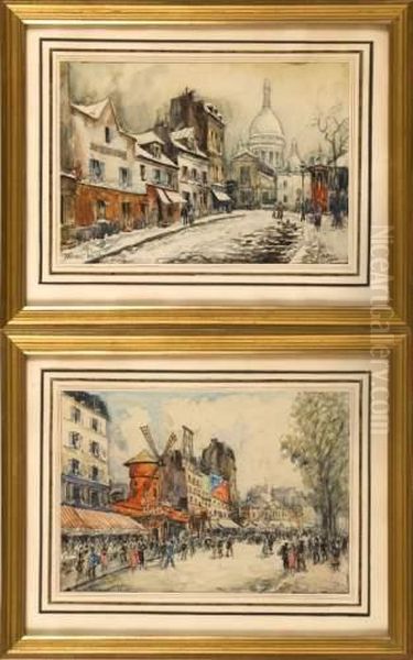 Le Moulin Rouge Et Montmartre Oil Painting by Frank Will