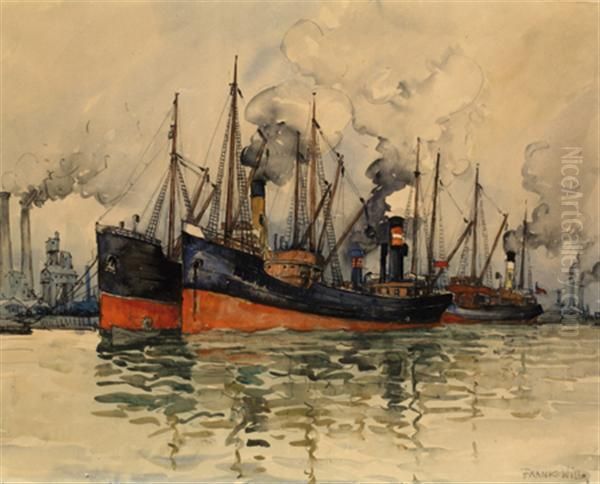 Bateaux Au Port Oil Painting by Frank Will