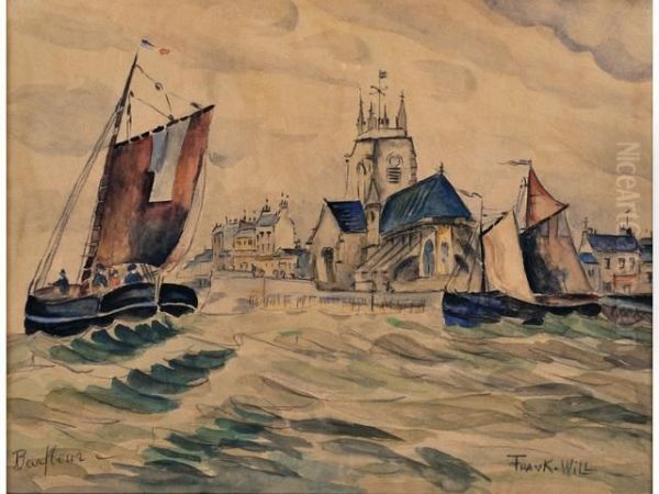 L'entree Du Port De Barfleur Oil Painting by Frank Will