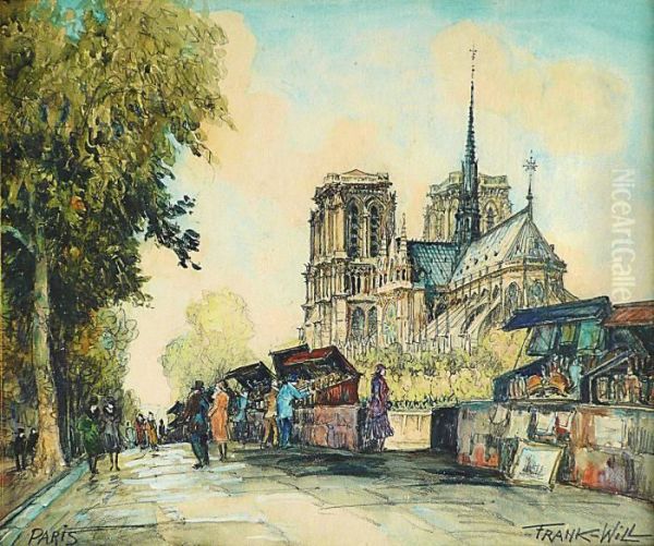 Vue De Notre-dame De Paris Oil Painting by Frank Will