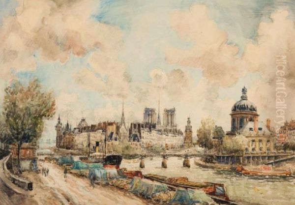 Panorama De L'ile De La Cite Oil Painting by Frank Will