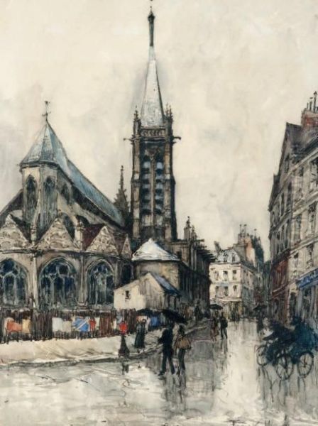 Animation Devant L'eglise De Saint-severin by Frank Will