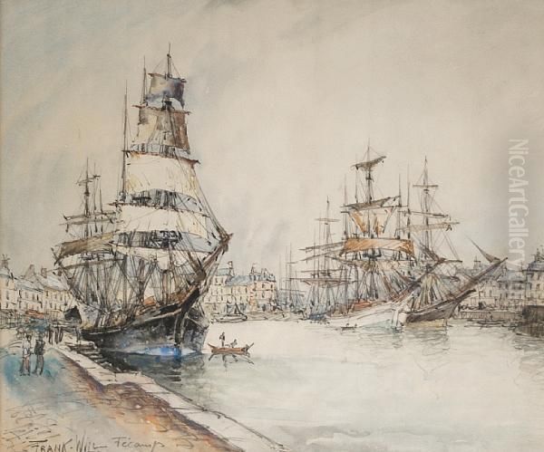 Harbour Scene, Fecamp Oil Painting by Frank Will