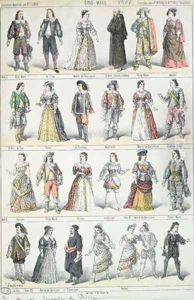 Costume Designs for the Play Cinq-Mars by Alfred de Vigny 1791-1863, 1877 Oil Painting by Mr Thomas