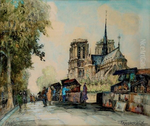 Bouquiniste Aquarelle Oil Painting by Frank Will