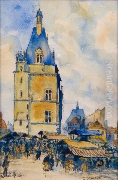 Dreux, La Place Du Marche Oil Painting by Frank Will