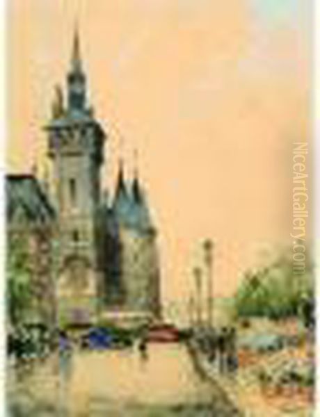 La Conciergerie Et Le Marcheaux Fleurs Oil Painting by Frank Will