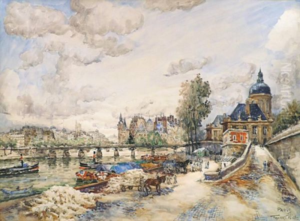 Les Quais Pres Du Pont Des Arts Oil Painting by Frank Will