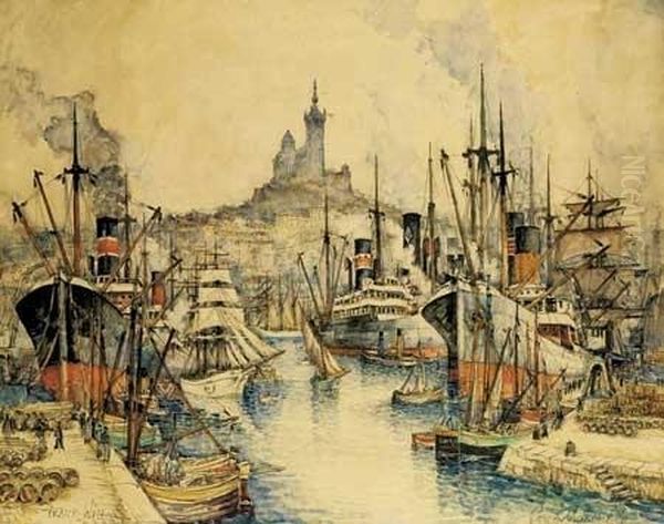 Le Port De Marseille Et Notre-dame Oil Painting by Frank Will