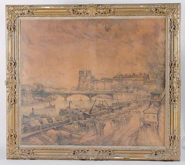 Le Quai Henri Iv A Paris Oil Painting by Frank Will