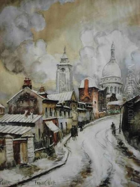 Paris - Rue Lepic A Montmartre
 Aquarelle, Signee Et Situee <paris> En Bas A Gauche. Oil Painting by Frank Will