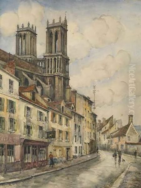 Vue De La Ville De Houdan Oil Painting by Frank Will