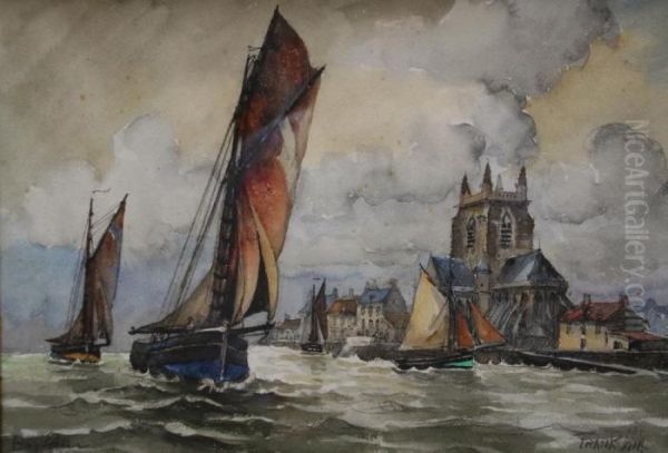 L'entree Du Port De Barfleur Oil Painting by Frank Will