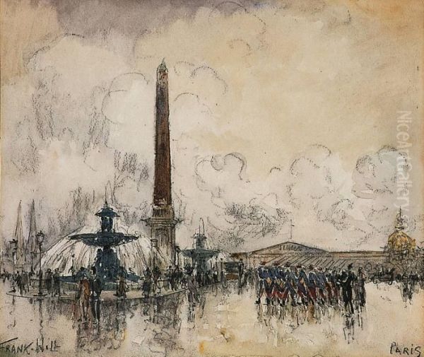 Paris, La Place De La Concorde Oil Painting by Frank Will