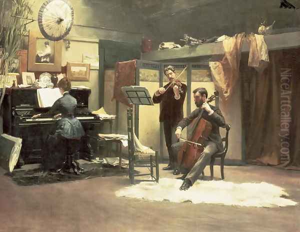 The Musicale, 1887 Oil Painting by Stacy Tolman