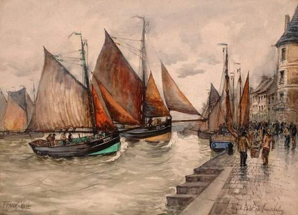 Le Retour De La Peche Au Port De Saint-valery Oil Painting by Frank Will